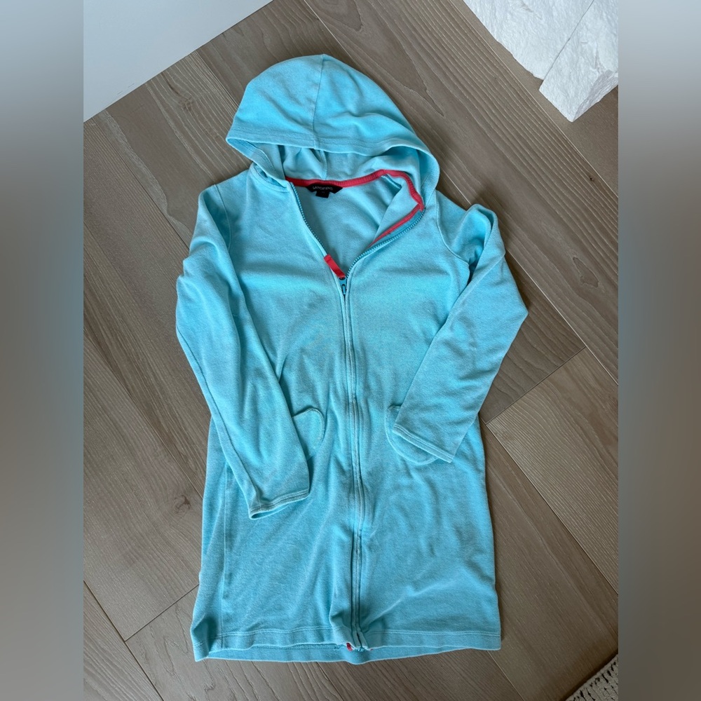 Lands' End Kids Light Blue Hooded Swim Coverup